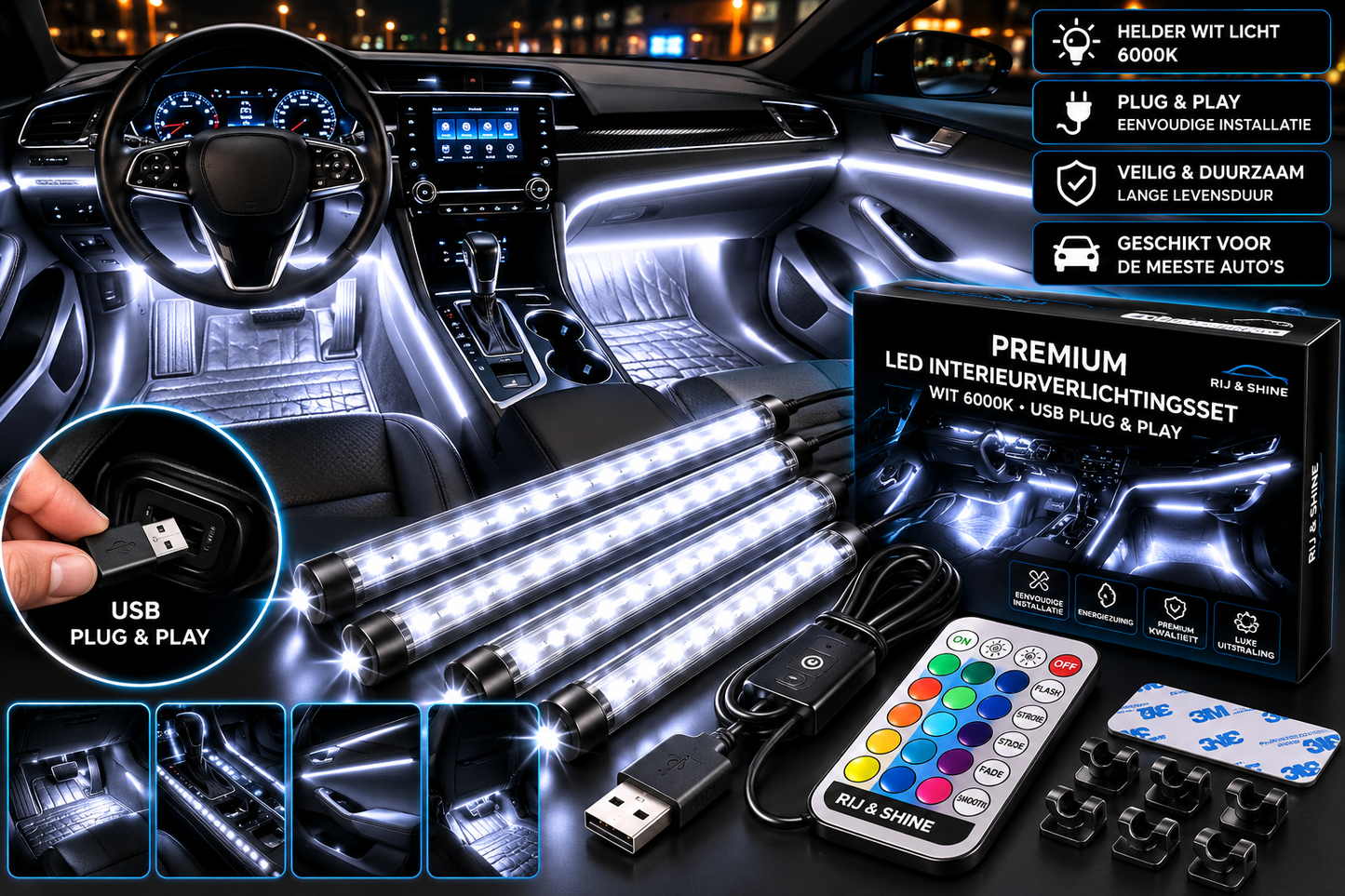 Premium RGB LED Interieurverlichting – USB Plug & Play