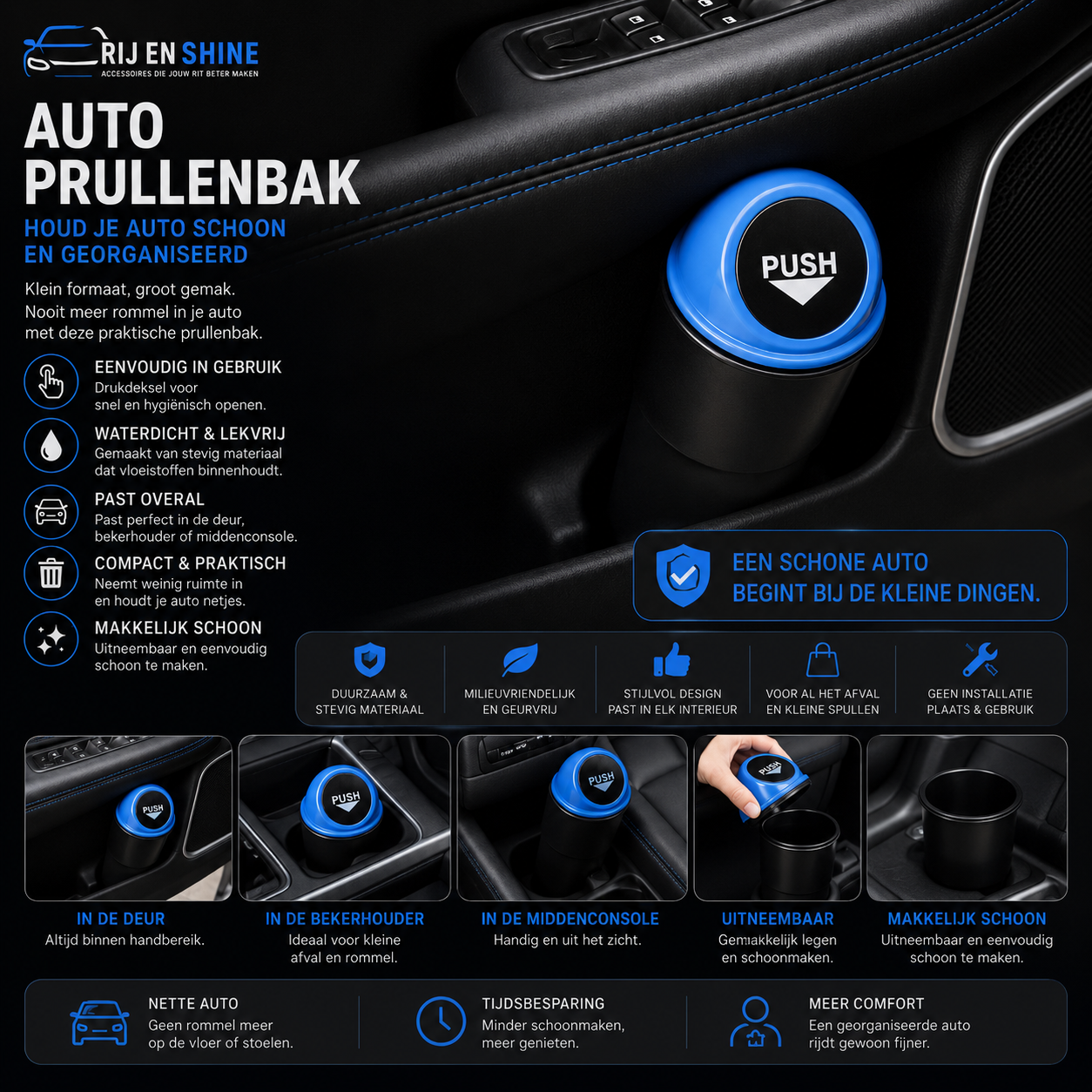 Premium Auto Prullenbak – Waterdicht & Opvouwbaar | Houd Je Auto Schoon