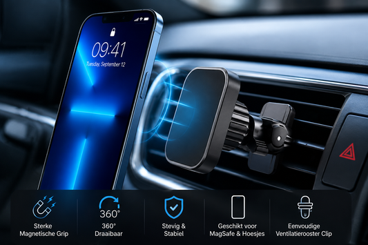 Premium MagSafe Auto Telefoonhouder – Sterke Magneet – Ventilatierooster – 360° Draaibaar