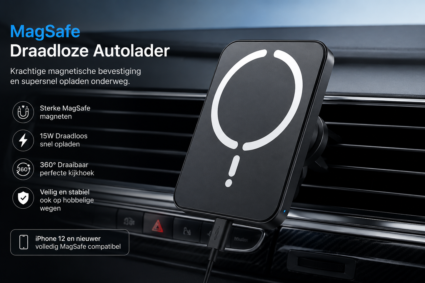 MagSafe 15W Magnetic In-car Wireless Charger